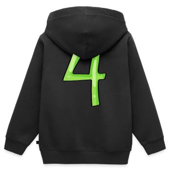 Chiffre 4 Vert - Sweat Premium à capuche zippé enfant bio - noir - Dos - AI Model Kid Male (0cm)