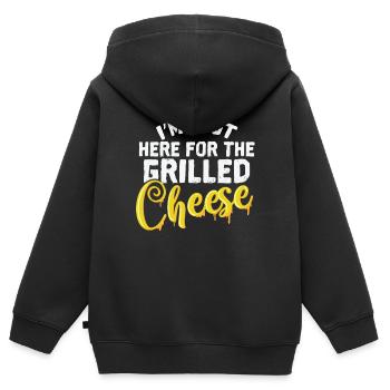 Fromage I’m Just Here For The Grilled Cheese - Sweat Premium à capuche zippé enfant bio - noir - Dos - AI Model Kid Male (0cm)