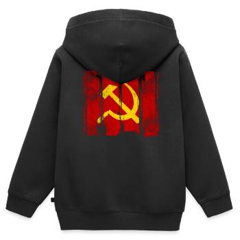 Kommunismus - Hammer und Sichel - Kinder Premium Organic Zip Hoodie - Schwarz - Hinten - AI Model Kid Male (0cm)