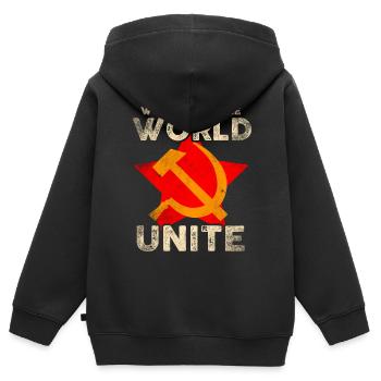 Arbeiter der Welt vereinigt euch - Kinder Premium Organic Zip Hoodie - Schwarz - Hinten - AI Model Kid Male (0cm)