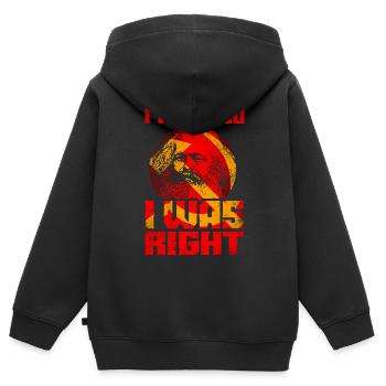 Karl Marx - Communisme - Dicton drôle - Sweat Premium à capuche zippé enfant bio - noir - Dos - AI Model Kid Male (0cm)