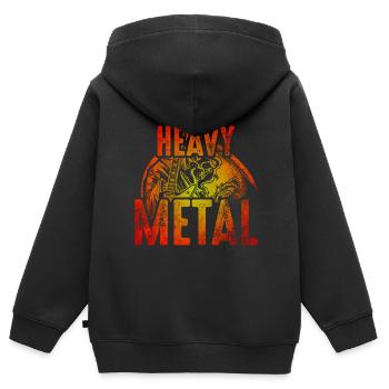 Heavy Metal - Kinder Premium Organic Zip Hoodie - Schwarz - Hinten - AI Model Kid Male (0cm)