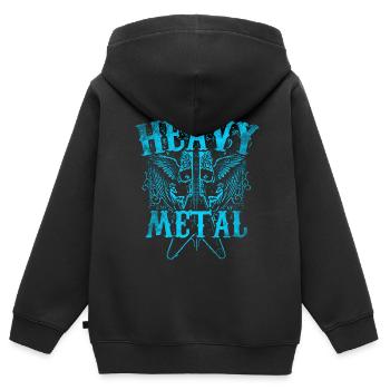 Heavy Metal - Sweat Premium à capuche zippé enfant bio - noir - Dos - AI Model Kid Male (0cm)