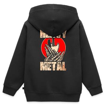 Heavy Metal - Kinder Premium Organic Zip Hoodie - Schwarz - Hinten - AI Model Kid Male (0cm)