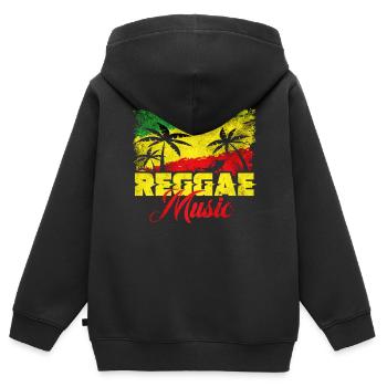 Reggae Musik - Kinder Premium Organic Zip Hoodie - Schwarz - Hinten - AI Model Kid Male (0cm)