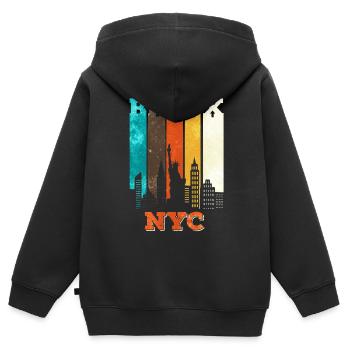 Le Bronx - New York - Sweat Premium à capuche zippé enfant bio - noir - Dos - AI Model Kid Male (0cm)