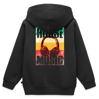 House Musik - Kinder Premium Organic Zip Hoodie - Schwarz - Hinten - AI Model Kid Male (0cm)