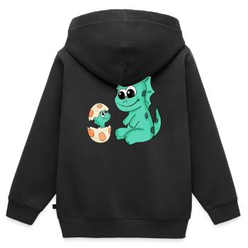 Dinosaurs with Baby Dinosaurs - Kids Premium Organic Zip-up Hoodie - black - Back - AI Model Kid Male (0cm)