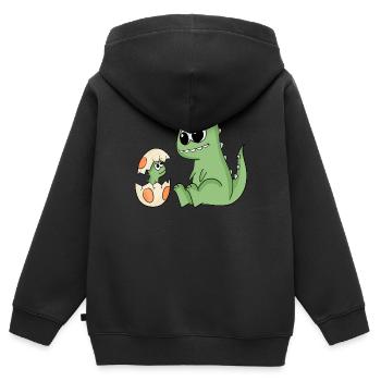 Dinosaurs with Baby Dinosaurs - Kids Premium Organic Zip-up Hoodie - black - Back - AI Model Kid Male (0cm)