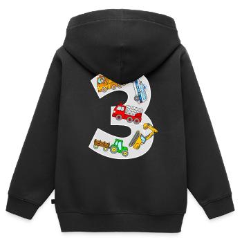 3 ans enfants voiture véhicules garçon 3e anniversaire - Sweat Premium à capuche zippé enfant bio - noir - Dos - AI Model Kid Male (0cm)