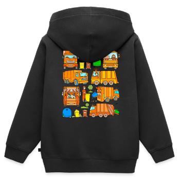 Fahrzeuge Müllmann Lastwagen Müllabfuhr Müllwagen - Kinder Premium Organic Zip Hoodie - Schwarz - Hinten - AI Model Kid Male (0cm)