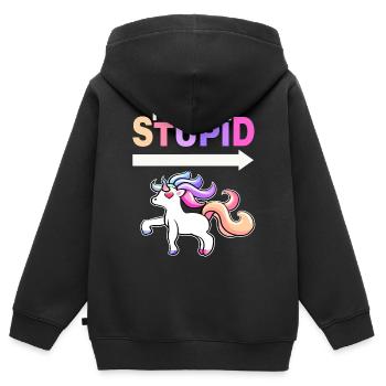 I´m With Stupid - Unicorn - Kinder Premium Organic Zip Hoodie - Schwarz - Hinten - AI Model Kid Male (0cm)