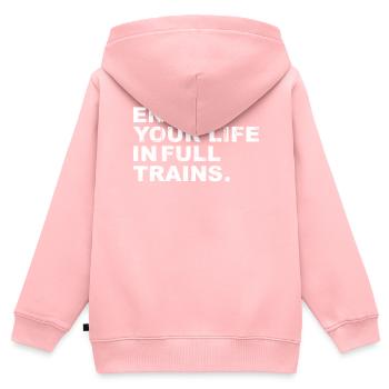Denglisch Enjoy Your Life in Full Trains, - Kinder Premium Organic Zip Hoodie - Rosa - Hinten - AI Model Kid Female (0cm)