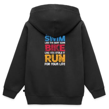 Triathlon - Kinder Premium Organic Zip Hoodie - Schwarz - Hinten - AI Model Kid Male (0cm)