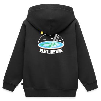 Flat Earth Flat Earth Conspiracy Gift - Kids Premium Organic Zip-up Hoodie - black - Back - AI Model Kid Male (0cm)