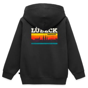 Lübeck - Kinder Premium Organic Zip Hoodie - Schwarz - Hinten - AI Model Kid Male (0cm)