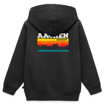 Aachen - Kinder Premium Organic Zip Hoodie - Schwarz - Hinten - AI Model Kid Male (0cm)