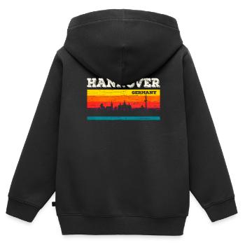 Hannover - Kinder Premium Organic Zip Hoodie - Schwarz - Hinten - AI Model Kid Male (0cm)