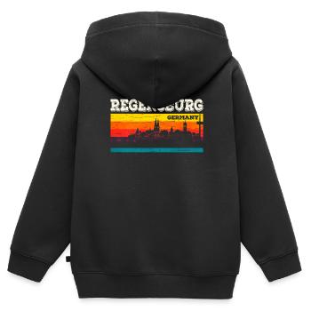 Regensburg - Kinder Premium Organic Zip Hoodie - Schwarz - Hinten - AI Model Kid Male (0cm)