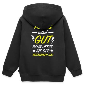 Bodyguard Alles Wird Gut Türsteher Security Spruch - Kinder Premium Organic Zip Hoodie - Schwarz - Hinten - AI Model Kid Male (0cm)