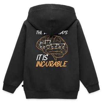 Train train train conducteurs de train - Sweat Premium à capuche zippé enfant bio - noir - Dos - AI Model Kid Male (0cm)