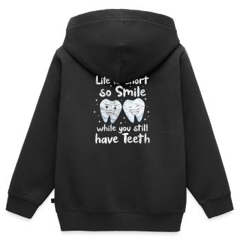 Zahnarzt - Kinder Premium Organic Zip Hoodie - Schwarz - Hinten - AI Model Kid Male (0cm)