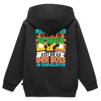 Bagger Einschulung Brüder Geschwister Kleiner - Kinder Premium Organic Zip Hoodie - Schwarz - Hinten - AI Model Kid Male (0cm)