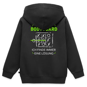 Ich bin Bodyguard Drei Gewinnt Lustig Witzig - Kinder Premium Organic Zip Hoodie - Schwarz - Hinten - AI Model Kid Male (0cm)