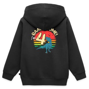 Dinosaures de Tyrannosaure 4 ans Dino - Sweat Premium à capuche zippé enfant bio - noir - Dos - AI Model Kid Male (0cm)
