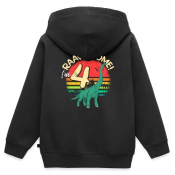 Brachiosaurus dinosaure 4 ans Dino anniversaire - Sweat Premium à capuche zippé enfant bio - noir - Dos - AI Model Kid Male (0cm)