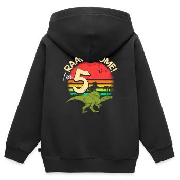 Spinosaurus Dinosaurier 5 Jahre Geburtstag Dino - Kinder Premium Organic Zip Hoodie - Schwarz - Hinten - AI Model Kid Male (0cm)