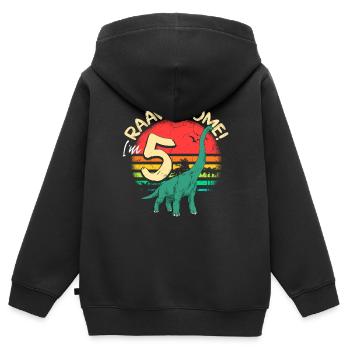 Brachiosaurus Dinosaurier 5 Jahre Geburtstag Dino - Kinder Premium Organic Zip Hoodie - Schwarz - Hinten - AI Model Kid Male (0cm)