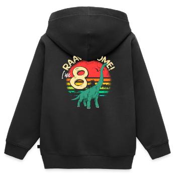 Brachiosaurus dinosaure 8 ans Dino anniversaire - Sweat Premium à capuche zippé enfant bio - noir - Dos - AI Model Kid Male (0cm)