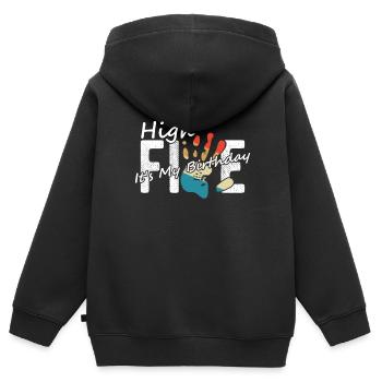 Hi Five Birthday Hi 5 Jahre Geburtstag Geschenk - Kinder Premium Organic Zip Hoodie - Schwarz - Hinten - AI Model Kid Male (0cm)