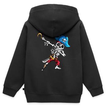Dabbing Piraten Skelett Augenklappe Piratenschiff - Kinder Premium Organic Zip Hoodie - Schwarz - Hinten - AI Model Kid Male (0cm)
