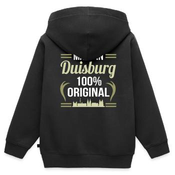 Duisburg - Kinder Premium Organic Zip Hoodie - Schwarz - Hinten - AI Model Kid Male (0cm)