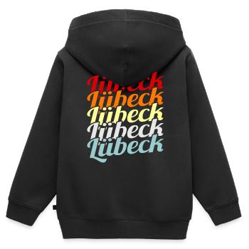 Lübeck - Kinder Premium Organic Zip Hoodie - Schwarz - Hinten - AI Model Kid Male (0cm)