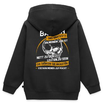Bäcker Sarkastischer Konditor Spruch - Kinder Premium Organic Zip Hoodie - Schwarz - Hinten - AI Model Kid Male (0cm)
