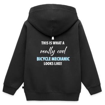 Bicycle workshop Bicycle fitter Bicycle - Kids Premium Organic Zip-up Hoodie - black - Back - AI Model Kid Male (0cm)