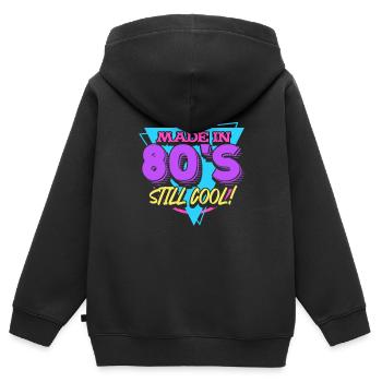 80er Jahre - Kinder Premium Organic Zip Hoodie - Schwarz - Hinten - AI Model Kid Male (0cm)