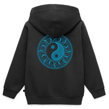 Qi Gong Yin Yang - Sweat Premium à capuche zippé enfant bio - noir - Dos - AI Model Kid Male (0cm)
