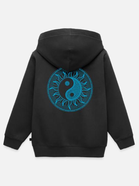 Qi Gong Yin Yang - Premium børne zip-hættetrøje økologisk - sort