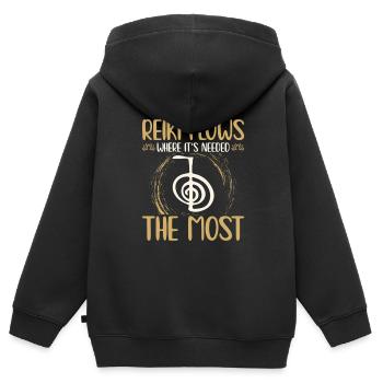 Reiki Symbol | Reiki-Meister Reiki Steine Geschenk - Kinder Premium Organic Zip Hoodie - Schwarz - Hinten - AI Model Kid Male (0cm)