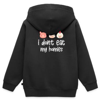 Vegan Veganer Veganismus Tierrechte Geschenk - Kinder Premium Organic Zip Hoodie - Schwarz - Hinten - AI Model Kid Male (0cm)