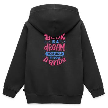 Lire - Sweat Premium à capuche zippé enfant bio - noir - Dos - AI Model Kid Male (0cm)