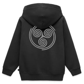 Celtic Culture Triple Spiral Triskele Symbol 5a - Kinder Premium Organic Zip Hoodie - Schwarz - Hinten - AI Model Kid Male (0cm)