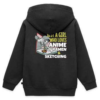 Anime - Kinder Premium Organic Zip Hoodie - Schwarz - Hinten - AI Model Kid Male (0cm)
