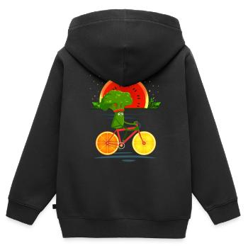 Brokkoli - Kinder Premium Organic Zip Hoodie - Schwarz - Hinten - AI Model Kid Male (0cm)
