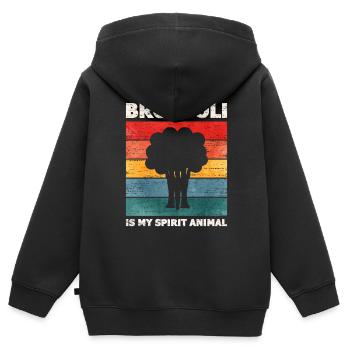 Brokkoli - Kinder Premium Organic Zip Hoodie - Schwarz - Hinten - AI Model Kid Male (0cm)
