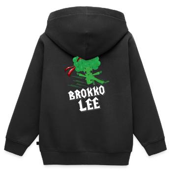 Brokkoli - Kinder Premium Organic Zip Hoodie - Schwarz - Hinten - AI Model Kid Male (0cm)